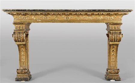 Console Luigi XVI in legno finemente intagliato, laccato e dorato,...