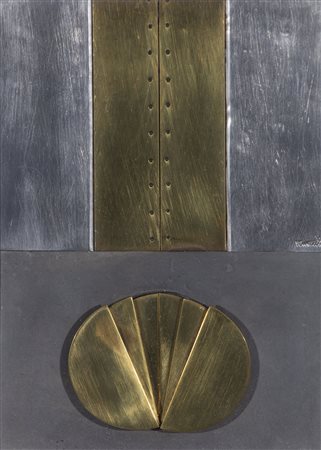 RENATO VANZELLI (1932-1993)Senza TitoloScultura in bronzo e metalloCm...