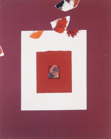 GIULIO PAOLINI (1940-) Olio su tela (rosso cinabro) 2006collage su carta cm...