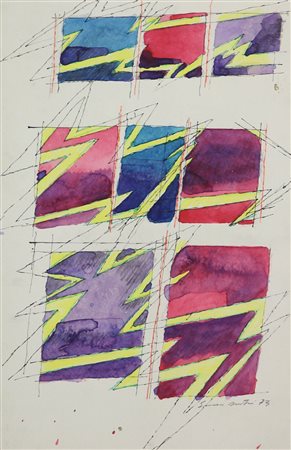 Sandro Martini, Senza titolo, 1973, china e acquerello su carta, cm. 29x18,7,...