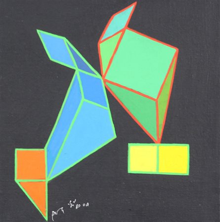 Achille Perilli, Son Moi, 2004, tecnica mista su tela, cm. 20x20, firmato e...