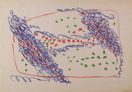 Giulio Turcato, Senza titolo, 1963, tecnica mista su carta, cm. 50x70,...