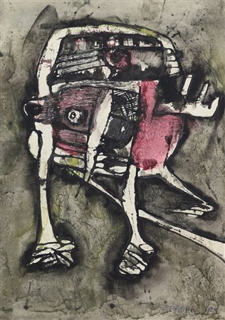 Agenore Fabbri, Uomo Robot, 1963, gouache ed inchiostri su carta, cm. 34x24,...