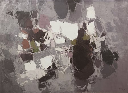 Ideo Pantaleoni, Composizione Cromatica, 1960, olio su tela, cm. 73x100,...