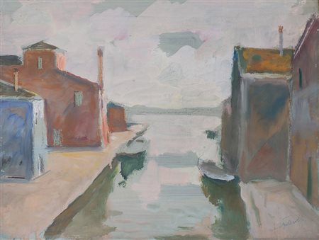 Eugenio Polesello (Pordenone 1895 - Torino 1983) "Riflessi sul canale....