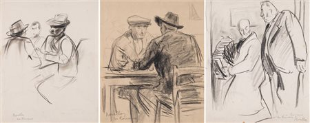 Giuseppe Novello (Codogno 1897 - 1988) Lotto di tre disegni a matita su carta...