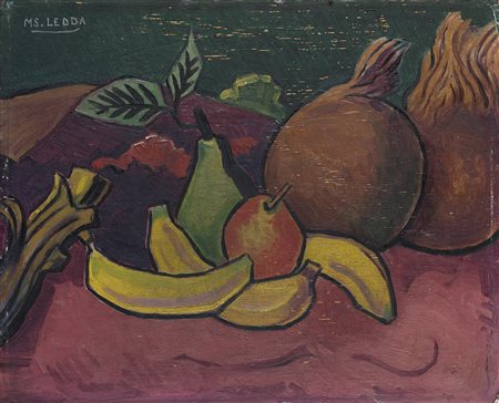 Marius Ledda (Cagliari 1880 - Roma 1965) "Composizione con frutta" olio su...
