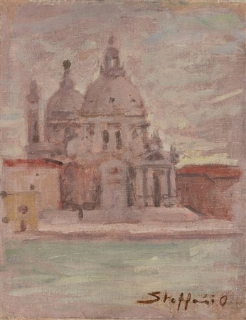Ottavio Steffenini (Cuneo 1889 - Milano 1971) "Venezia. La Salute" 1955 olio...