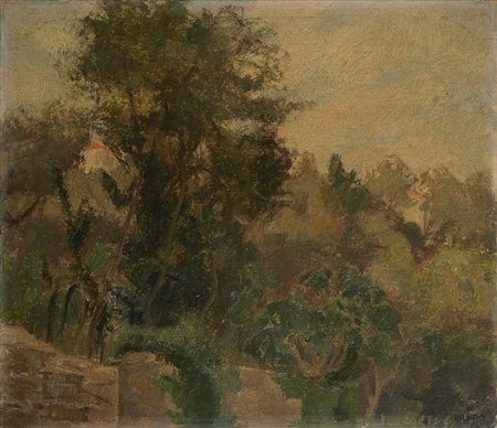 Carlo Prada (Milano 1884 - Santa Margherita Ligure 1960) "Paesaggio boschivo"...