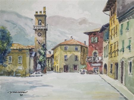 Piero Coelli (1893-1980) Veduta di Piazza Filzi a Borgo Sacco firma e data in...