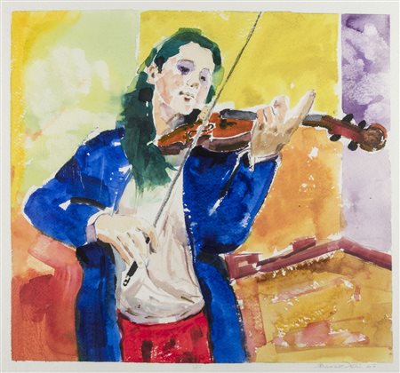 Albino Bombardelli (1941) Violinista firma e data in basso a destra...