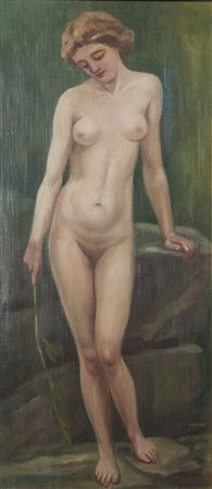 Metodio Ottolini (1882-1958) Nudo firma in basso a destra olio su tela cm 53x24