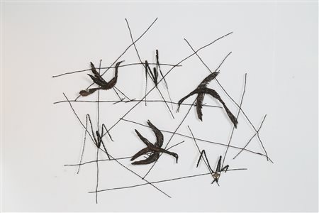 MARSURA SALVINO (n. 1938) Scultura in ferro "uccelli nel canneto", 1970....
