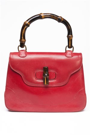 GUCCI, FIRENZE "Bamb˘" borsa in pelle rosso ciliegia, cm 26,50
