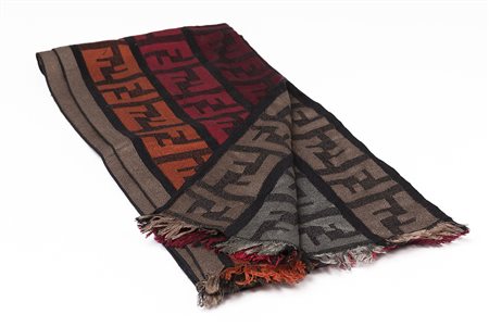FENDI Sciarpa in maglia di lana e seta logata in vari colori