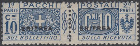 [ERITREA] 1916 Pacchi postali, "Nodo di Savoia", 10c. azzurro. Cert....