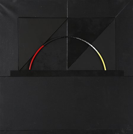 WALTER VALENTINI 1928 Diagonale nera II, 1970 Tecnica mista e collage di...