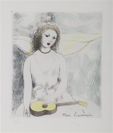 MARIE LAURENCIN (1883-1956)Jeune fille &agrave; la guitare, 1946 Acquaforte a...