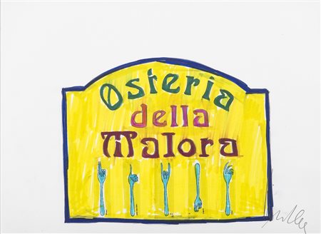 MARCO LODOLA (1955)Osteria della Malora Tecnica mista e collage su cartaCm...