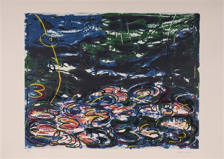 MARIO SCHIFANO (1934-1998)Gigli d'acqua LitografiaCm 70x100Firma a matita in...