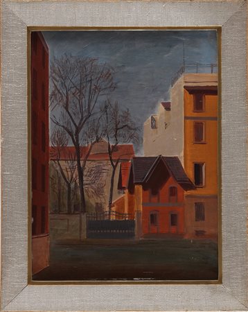 FUNI ACHILLE (1890 - 1972) Paesaggio urbano. Olio su tavola. Cm 31,00 x...