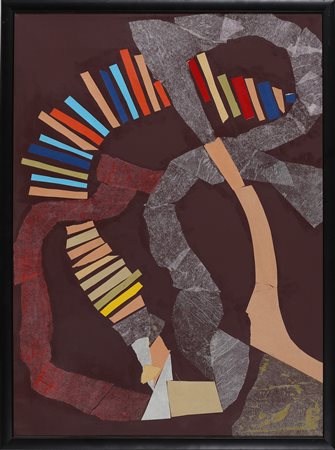 LANSKOY ANDRE' (1902 - 1976) Senza titolo. . Collage. Cm 48,00 x 66,00. Firma...