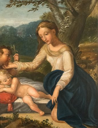 Girolamo Mazzola Bedoli (attr.), 1530-1535 ca., Madonna con il Bambino e san...
