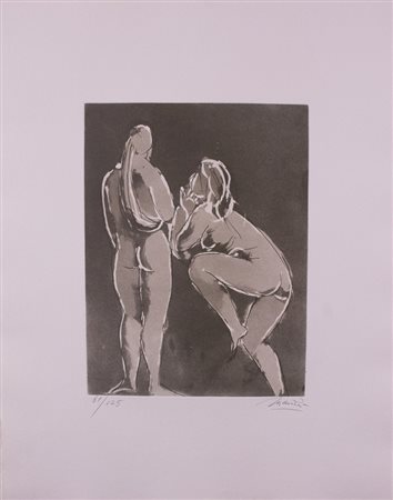 Giacomo Manzù (Bergamo 1908 - Roma 1991), Nudi di donna, Artista nudo al...