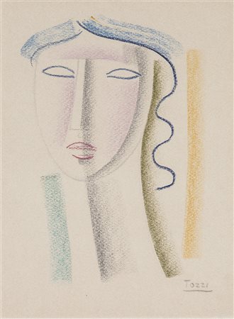 MARIO TOZZI (1895-1979) Volto, 1977 Pastelli su carta cm 32,5x24,5 Firma al...
