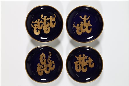PONTI GIO' (1891 - 1979) Quattro piatti in porcellana della serie "Migrazione...