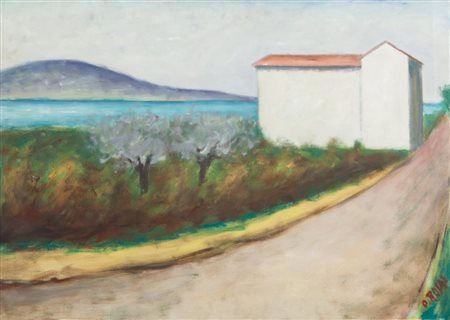 OTTONE ROSAI (1895-1957) Paesaggio (San Vincenzo) olio su tela cm...