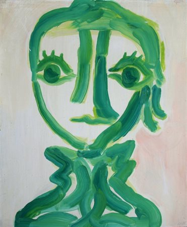 GUIDI VIRGILIO (Roma 1891 - Venezia 1984) "La testa verde" 1966 Olio su tela...