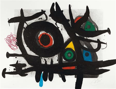 Joan Mirò (1893-1983), L'oiseau destructeur, 1969, acquaforte a colori, cm...