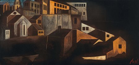 Corrado Cagli (1910-1976), Paesaggio, 1953, tecnica mista su carta intelata,...