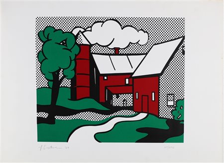 LICHTENSTEIN ROY (1923 - 1997) Red barn. . 1969. Litografia. Cm 48,50 x...