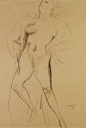 Bruno Saetti, Bologna 1902 - 1984, Nudo di donna, 1975, China su carta...