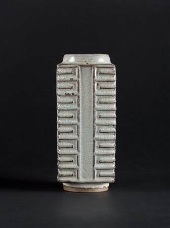 Arte Cinese Vaso in ceramica a forma di cong decorato con trigrammi in...