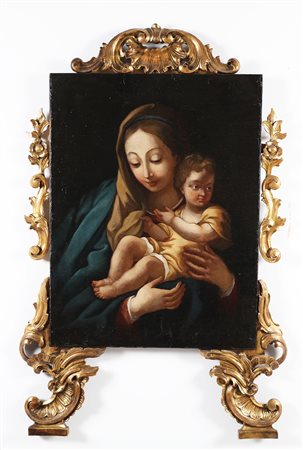 ARTISTA DEL XVII SECOLO. Madonna con bambino. Olio su tela. Cm 50,00 x 70,00....
