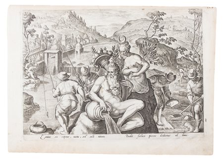 Philips Galle Lotto di sei tavole con le pesche in Arno.1578 ca.Da Giovanni...