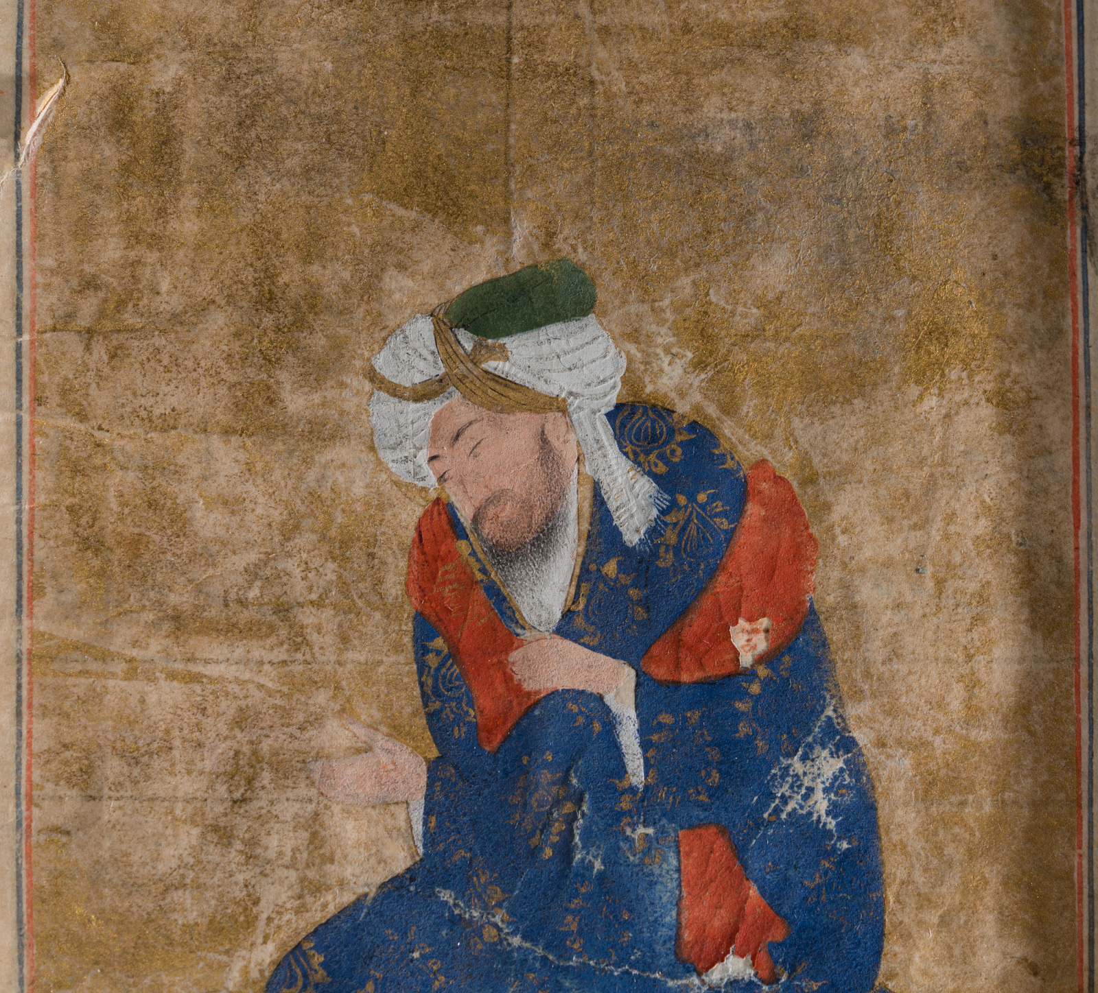 Arte Islamica Pagina miniata raffigurante un uomo seduto Iran Safavide