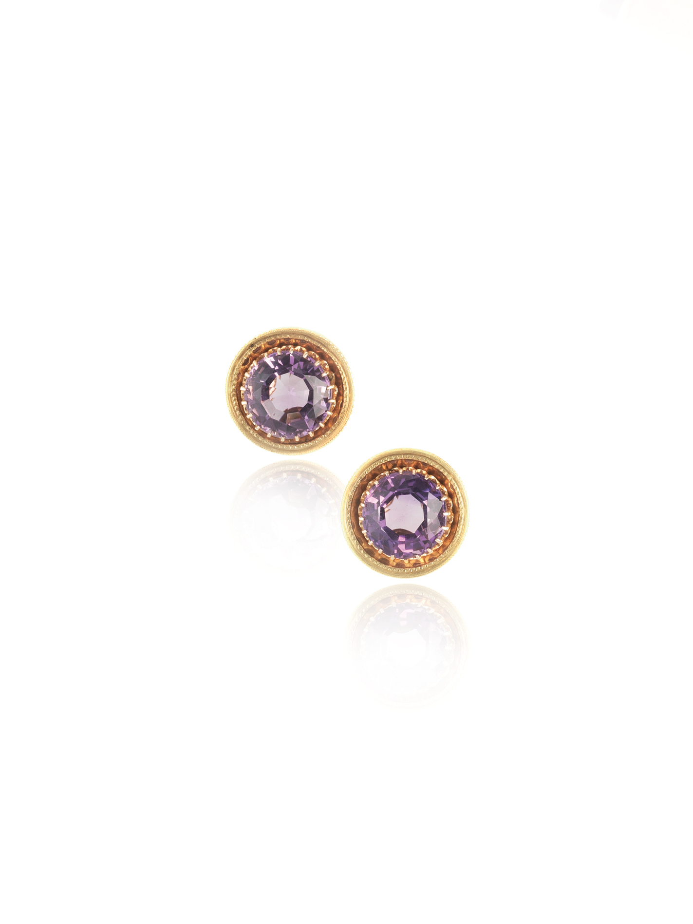 Gemondo Orecchini A Perno In Ametista E Oro Giallo 9ct – Pietra 0.27ct, 3.5mm, Confezione Regalo