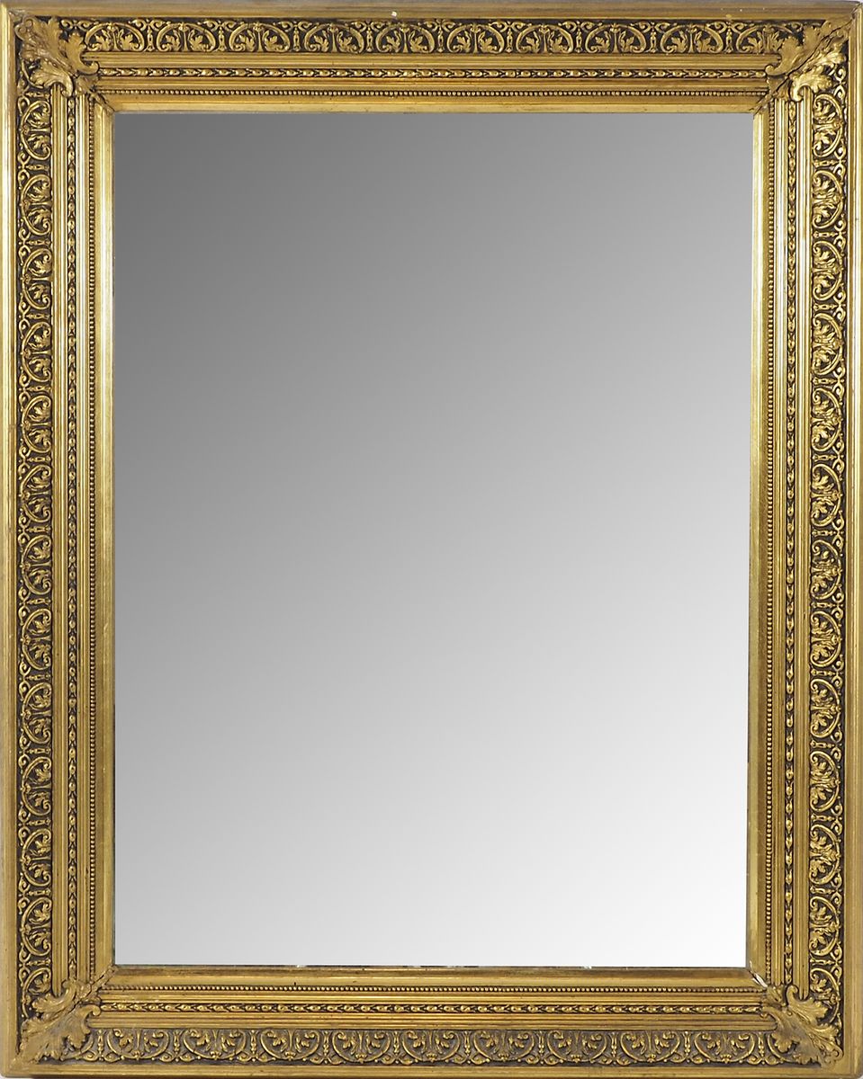 Specchio rettangoalre da parete con cornice in legno dorato. cm