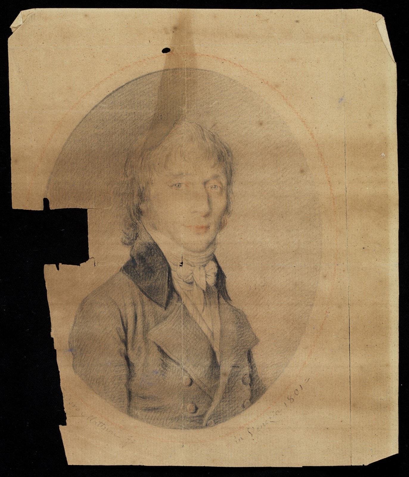 TEODORO MATTEINI Coppia di disegni raffiguranti ritratti di nobiluomo