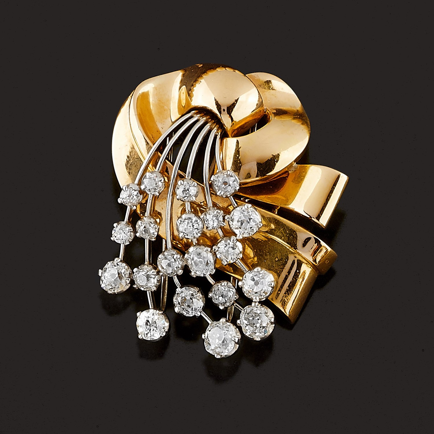 Spilla In Oro Con Diamanti Con Diamanti Taglio Antico Circa - Foto 7