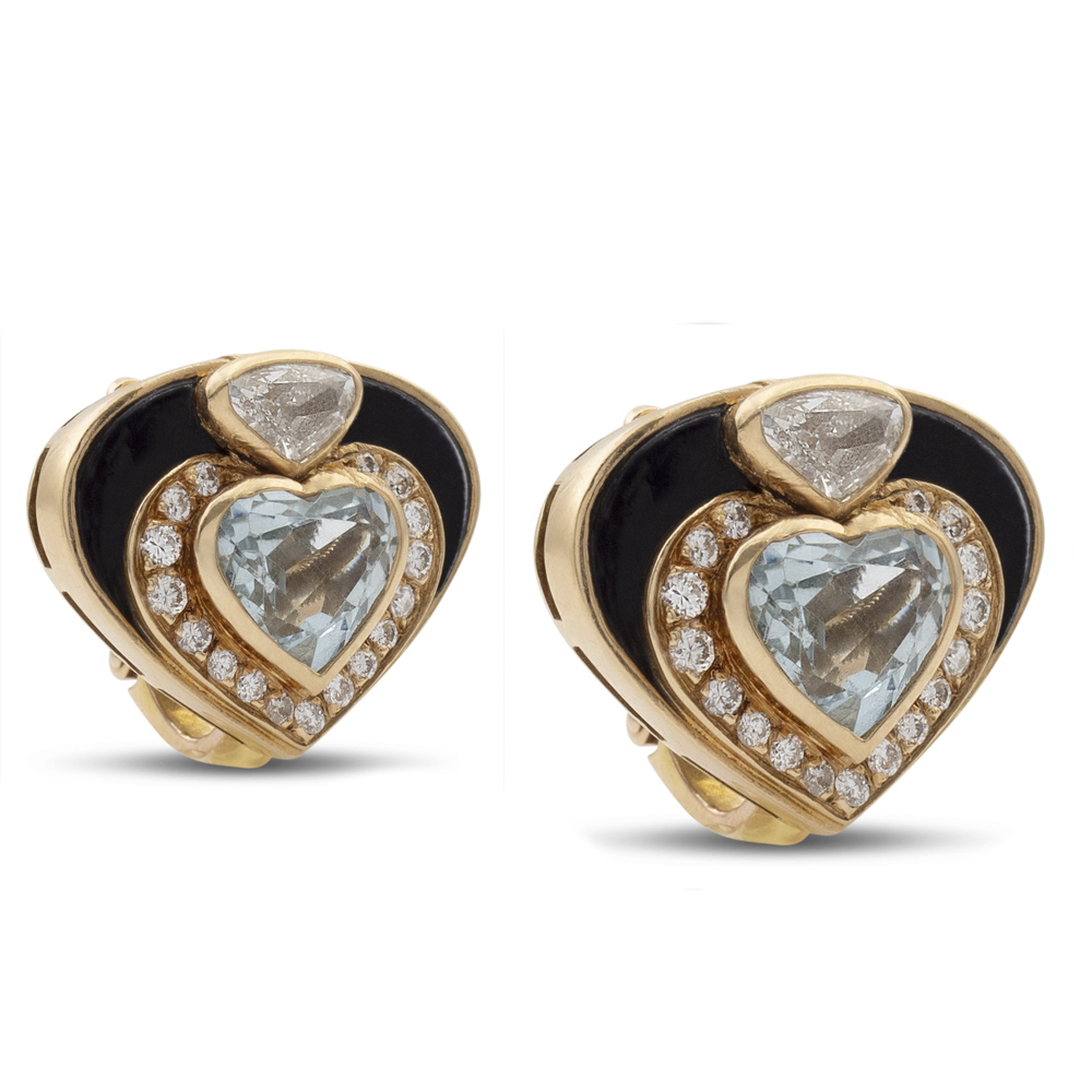Carissima Orecchini A Bottone Cuore In Oro Giallo 9ct Con Ametista - Gioielli Donna, Collezione Ispirata All'Eleganza Italiana