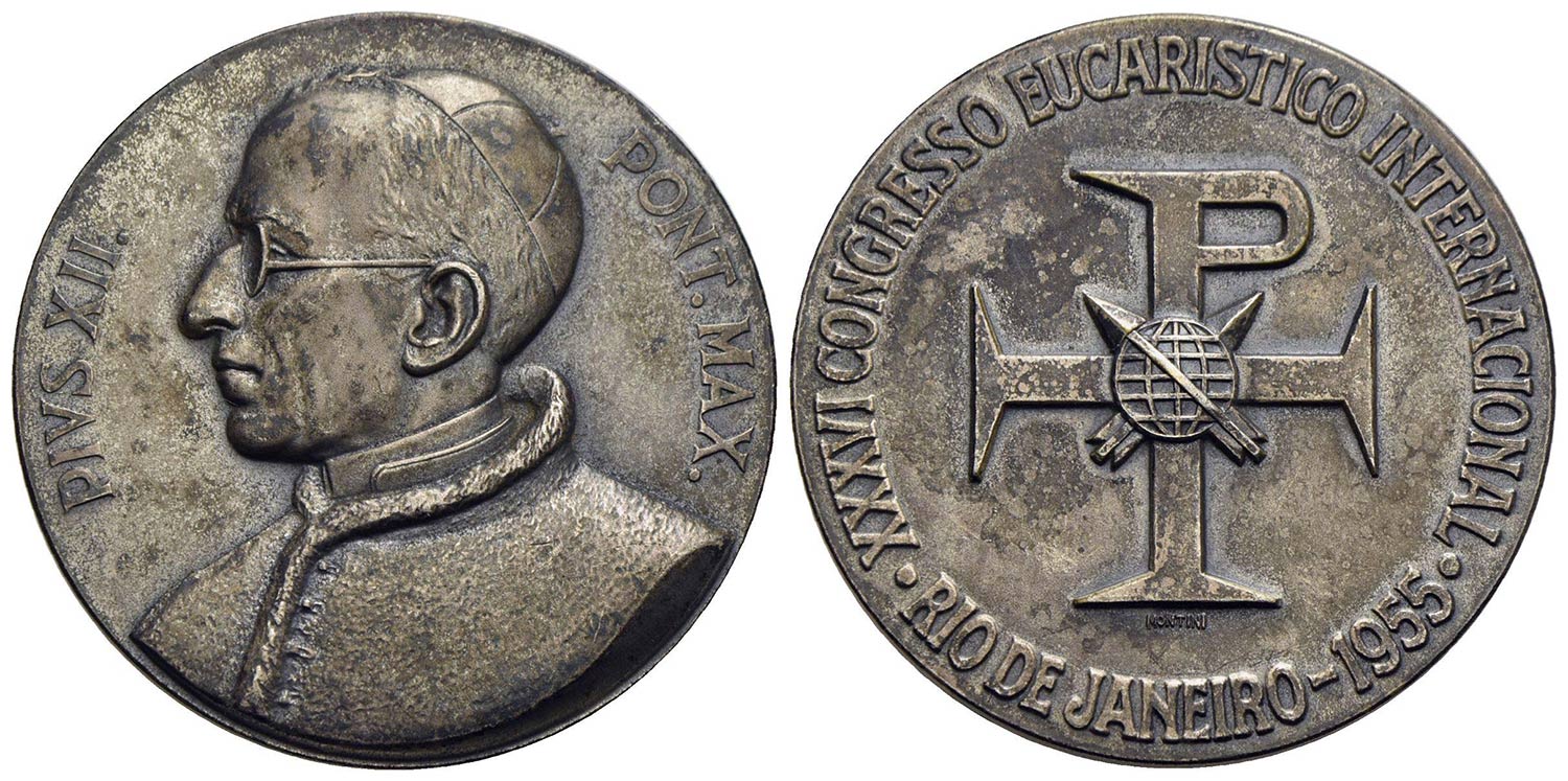 PAPALI Pio XII (19391958) Medaglia 1955 XXXVI C. E. I. Rio de