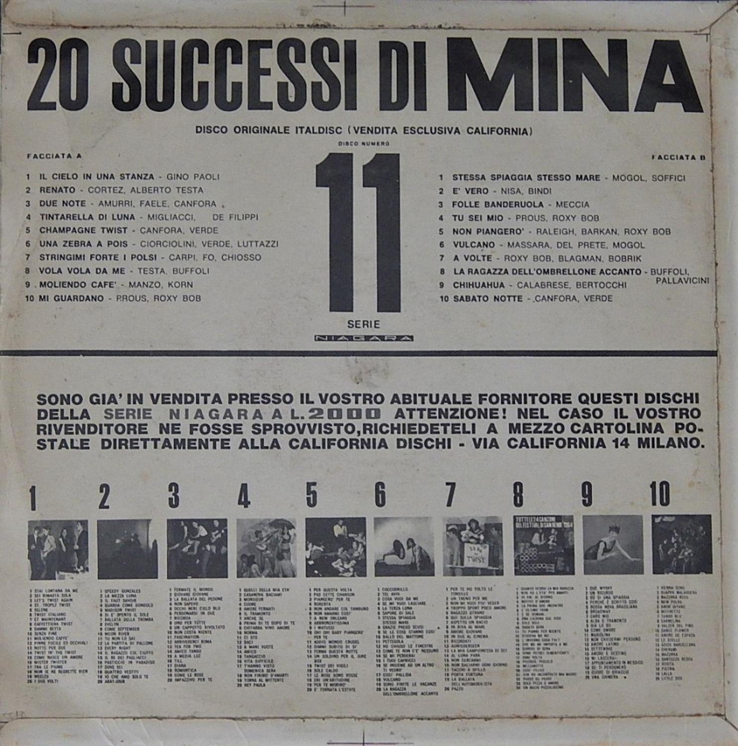 Mina 20 SUCCESSI DI MINA Vinile 33 giri di Mina Anno:1964 Etichetta:  Italdisc, LIVEBID