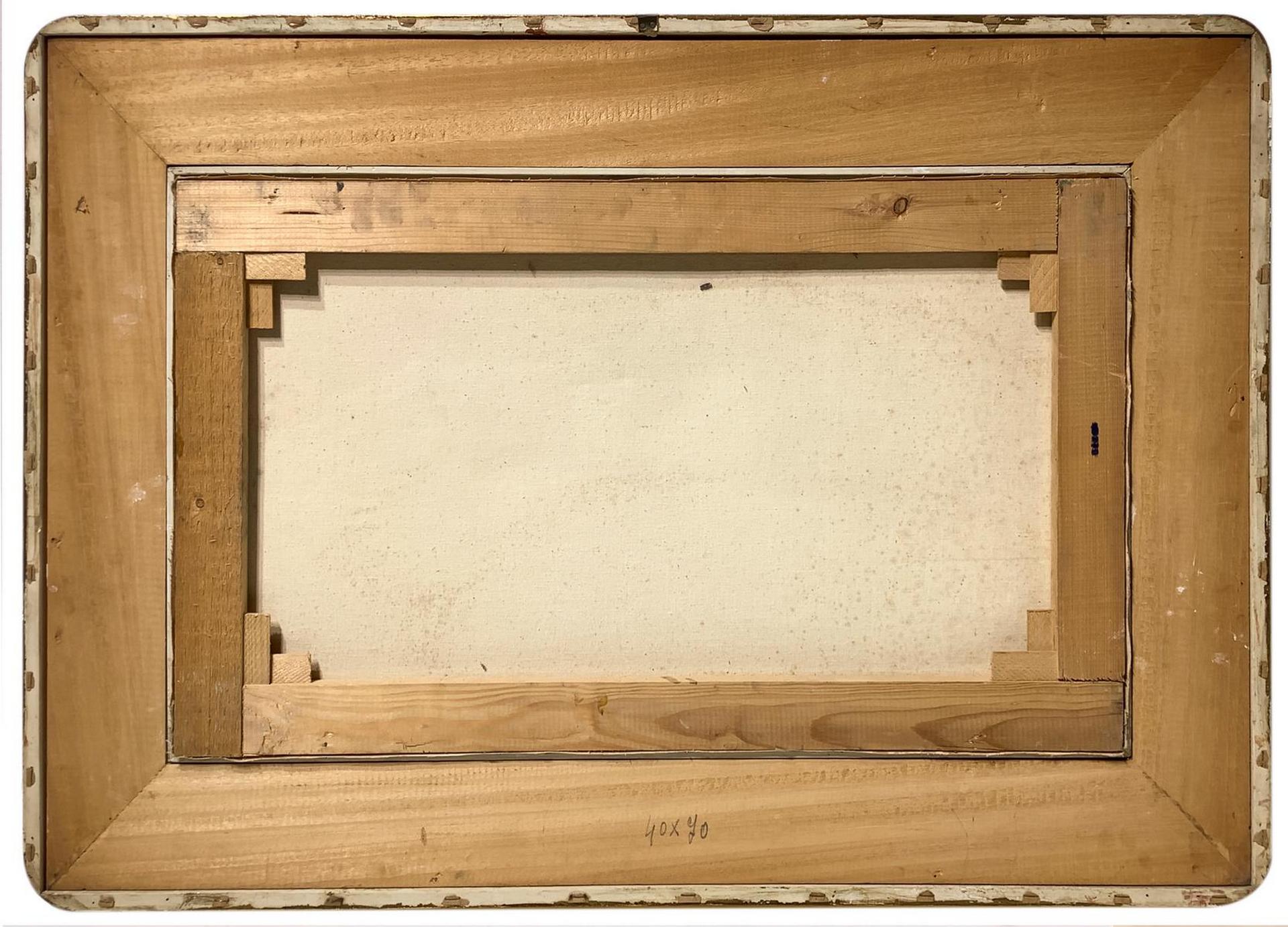 Antonio Alberti dipinto ad olio su tela raffigurante barche sulla senna