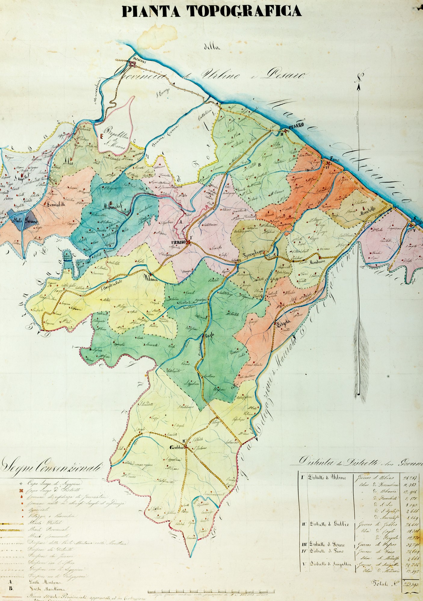 Urbino & Pesaro Pianta topografica della Provincia di Urbino e Pesaro