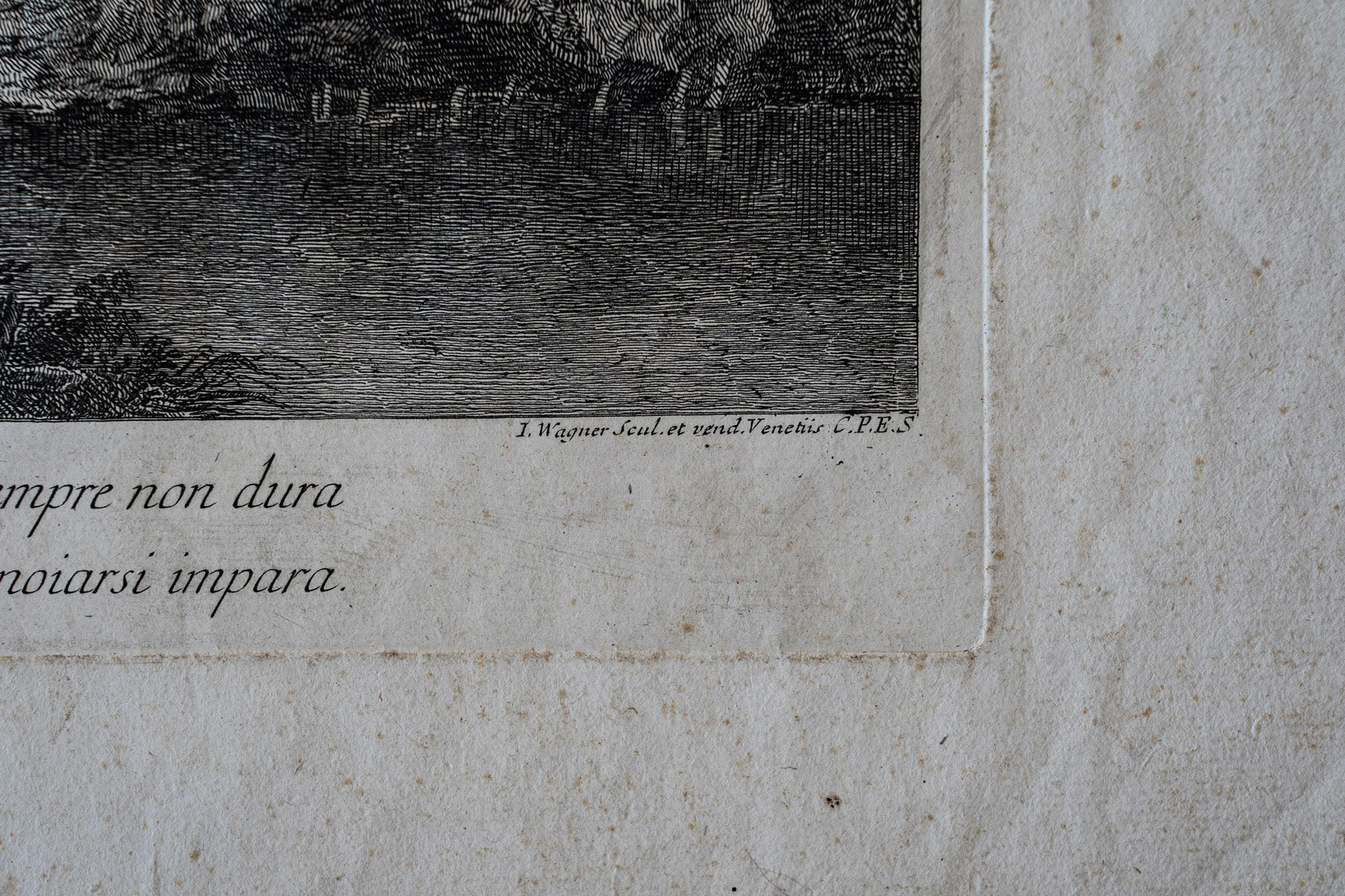 Antica incisione da un dipinto di Francesco Zuccarelli Guidoriccio